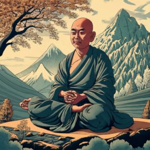 A Buddhist mastering meditation in the mountains