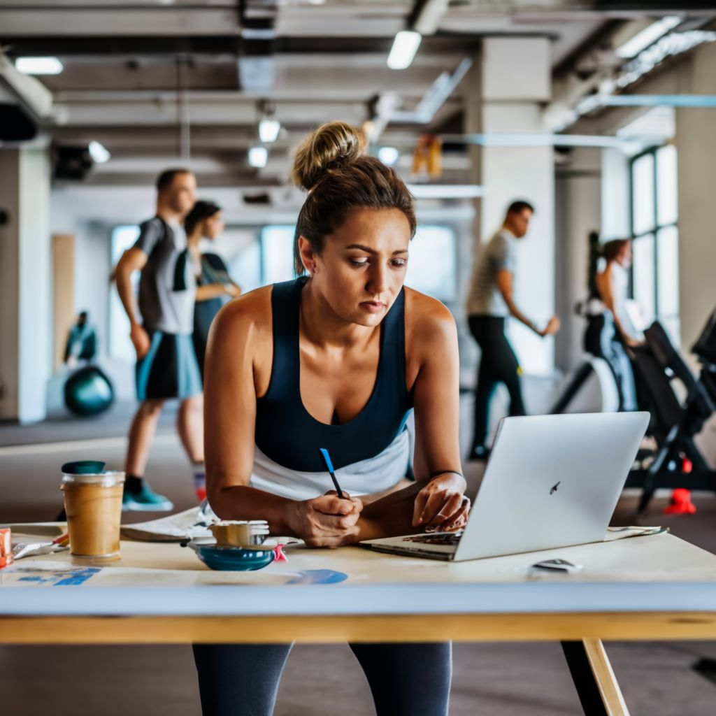 A woman trying to do an effective workout, while she works her busy job